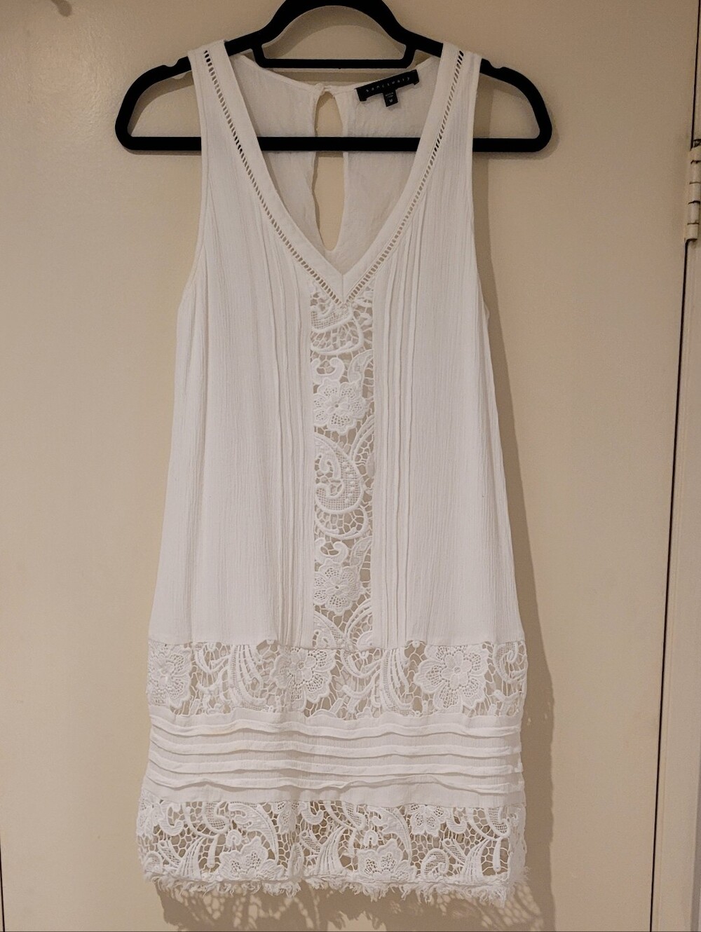 Anthropologie Sanctuary White Lace-Panel Sleeveless Mini Dress Size M